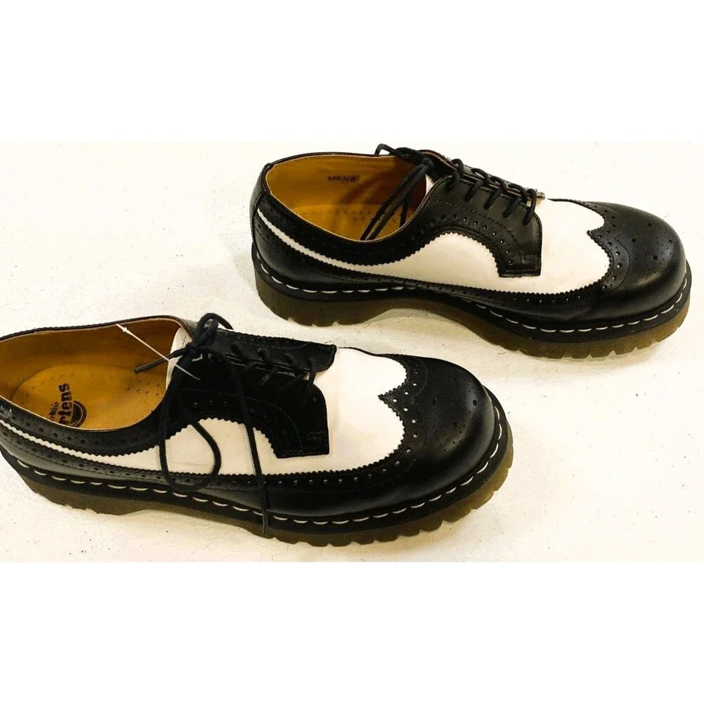 Dr Martens 3989 Brogue Shoes Mens Size 11 Black White Wingtip Oxford